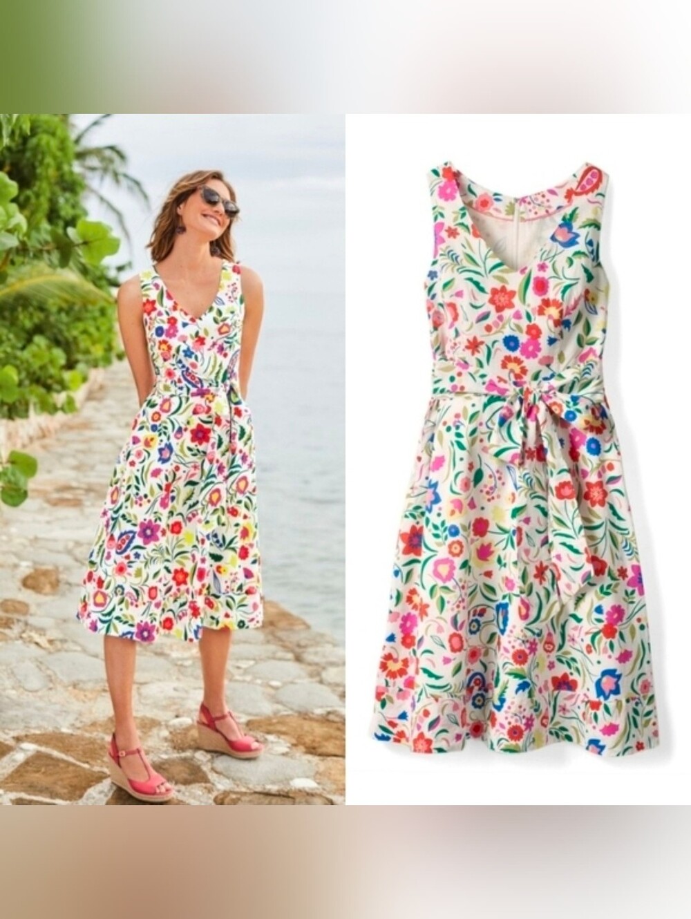 Boden Jade Fit & Flare Linen Cotton Dress